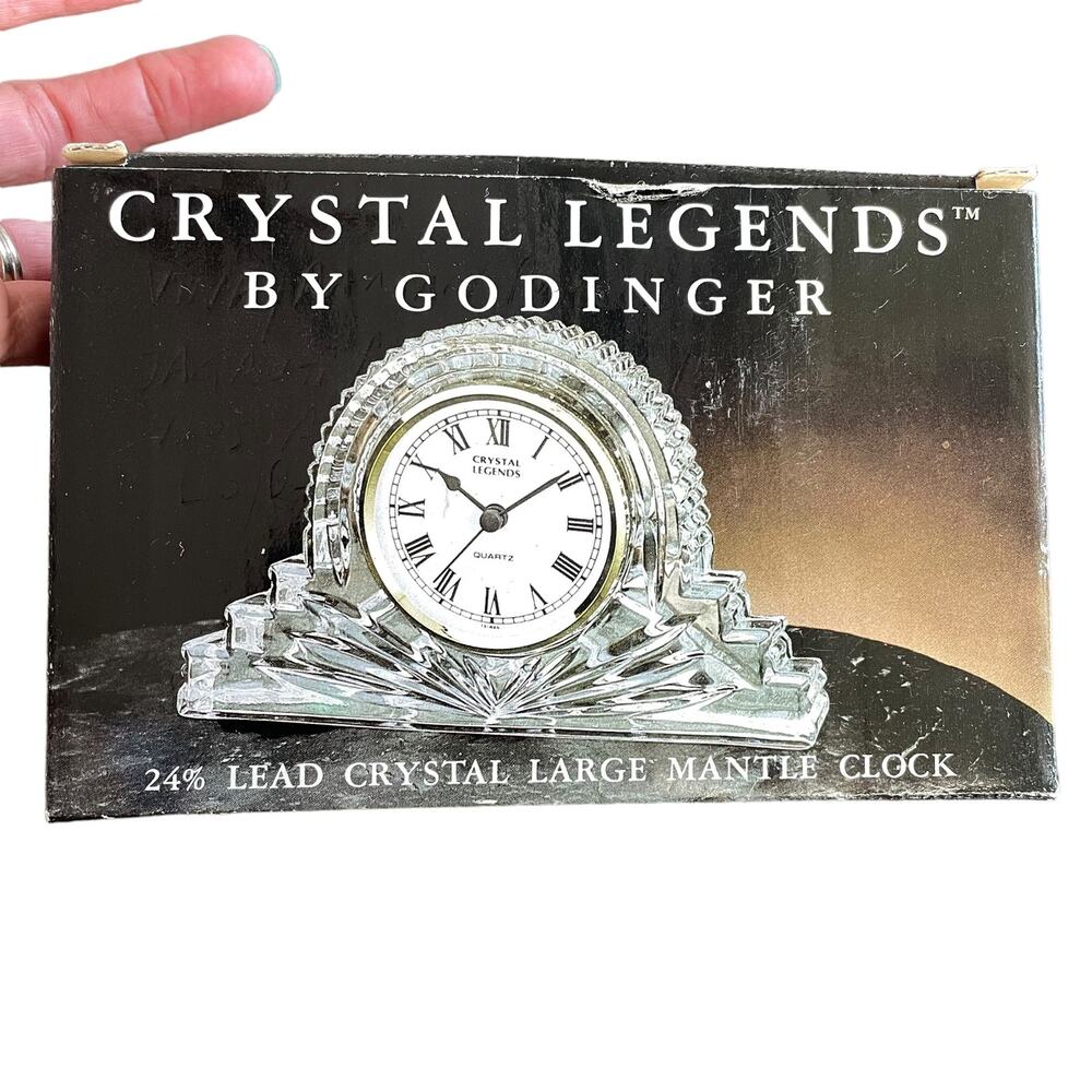 Crystal Legends by Godinger Cut Lead Crystal Mantle Clock Gift New Old Stock